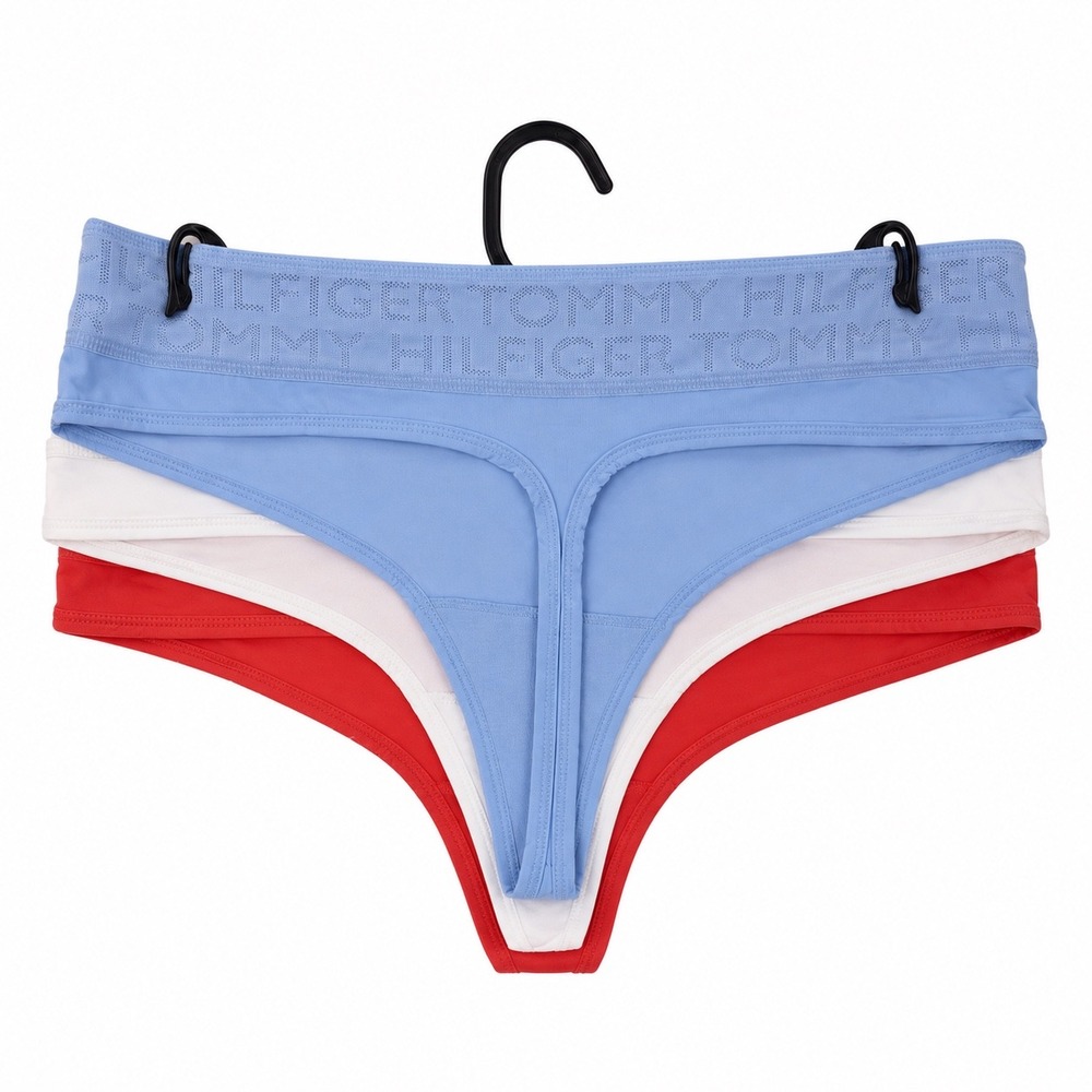 Tommy Hilfiger 3 Pack Micro Thong Underwear Peach White Blue RLF0816 L/G